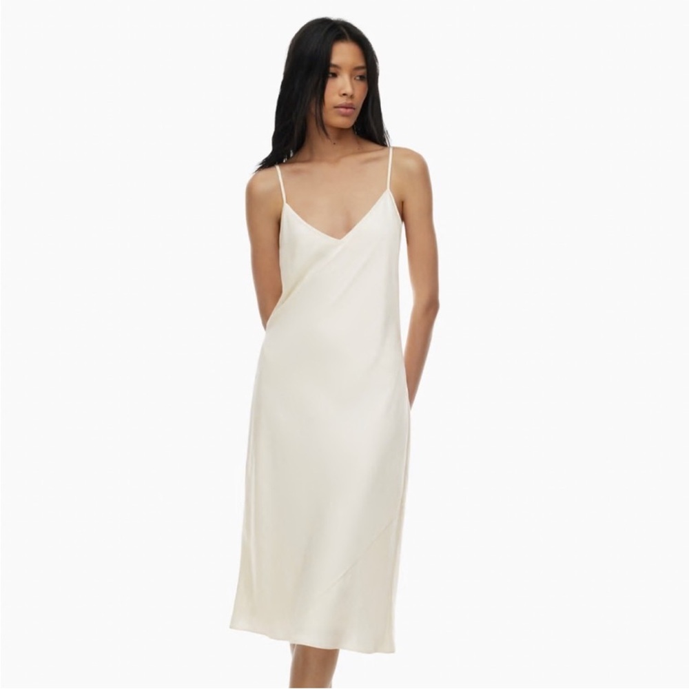 Aritzia Wilfred Satin Only Slip Dress Light Birch 2XS